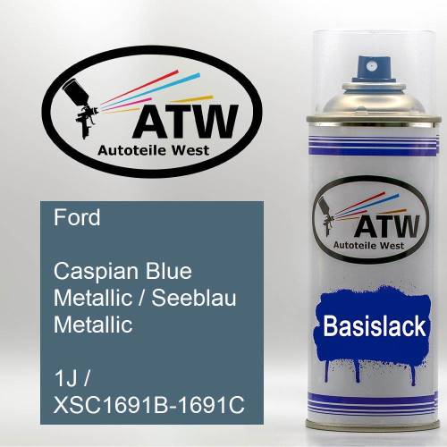 Ford, Caspian Blue Metallic / Seeblau Metallic, 1J / XSC1691B-1691C: 400ml Sprühdose, von ATW Autoteile West.